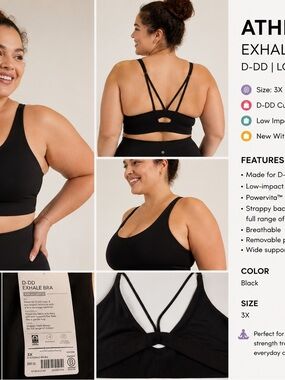 Athleta Black Strappy Exhale D-DD Low-Impact Sports Bra